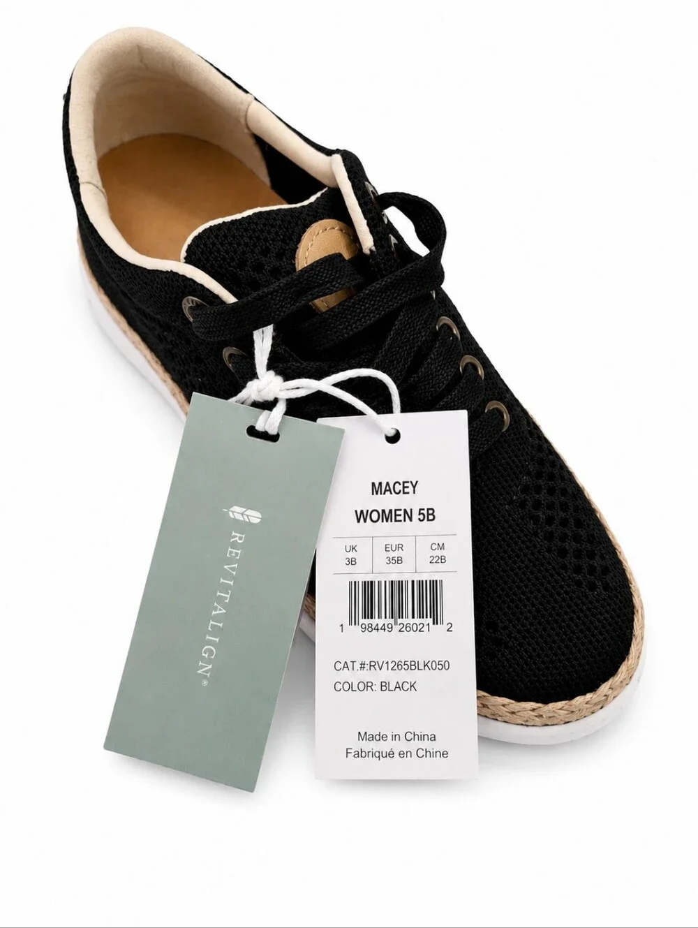 Revitalign Macey Women’s Size 5 Black Knit Sneakers NWT w/ Box